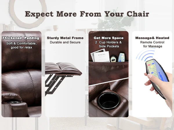 Comhoma Power Lift Recliner for Elderly, Lift Chair with Heat and Massage, Pu Recliner Sofa with Cup Holder