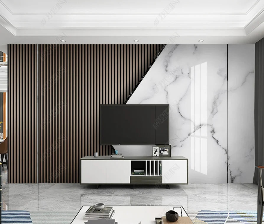 beibehang papel de parede Customized Nordic retro plant leaves, modern minimalist geometry, TV background wallpaper