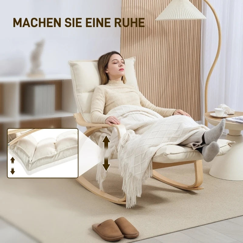 Rosahqnda Rocking chair Rocking armchair Backrest armchair Linen Look Relax armchair Swing armchair living room Reading armchair