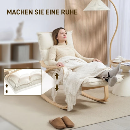Rosahqnda Rocking chair Rocking armchair Backrest armchair Linen Look Relax armchair Swing armchair living room Reading armchair
