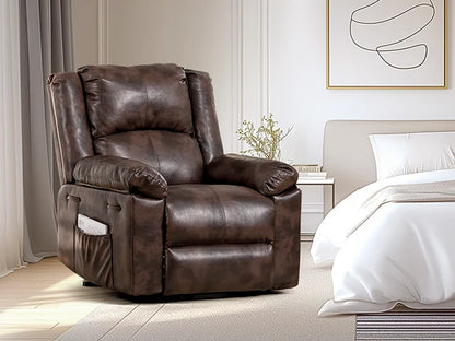 Comhoma Power Lift Recliner for Elderly, Lift Chair with Heat and Massage, Pu Recliner Sofa with Timing Function, Brown