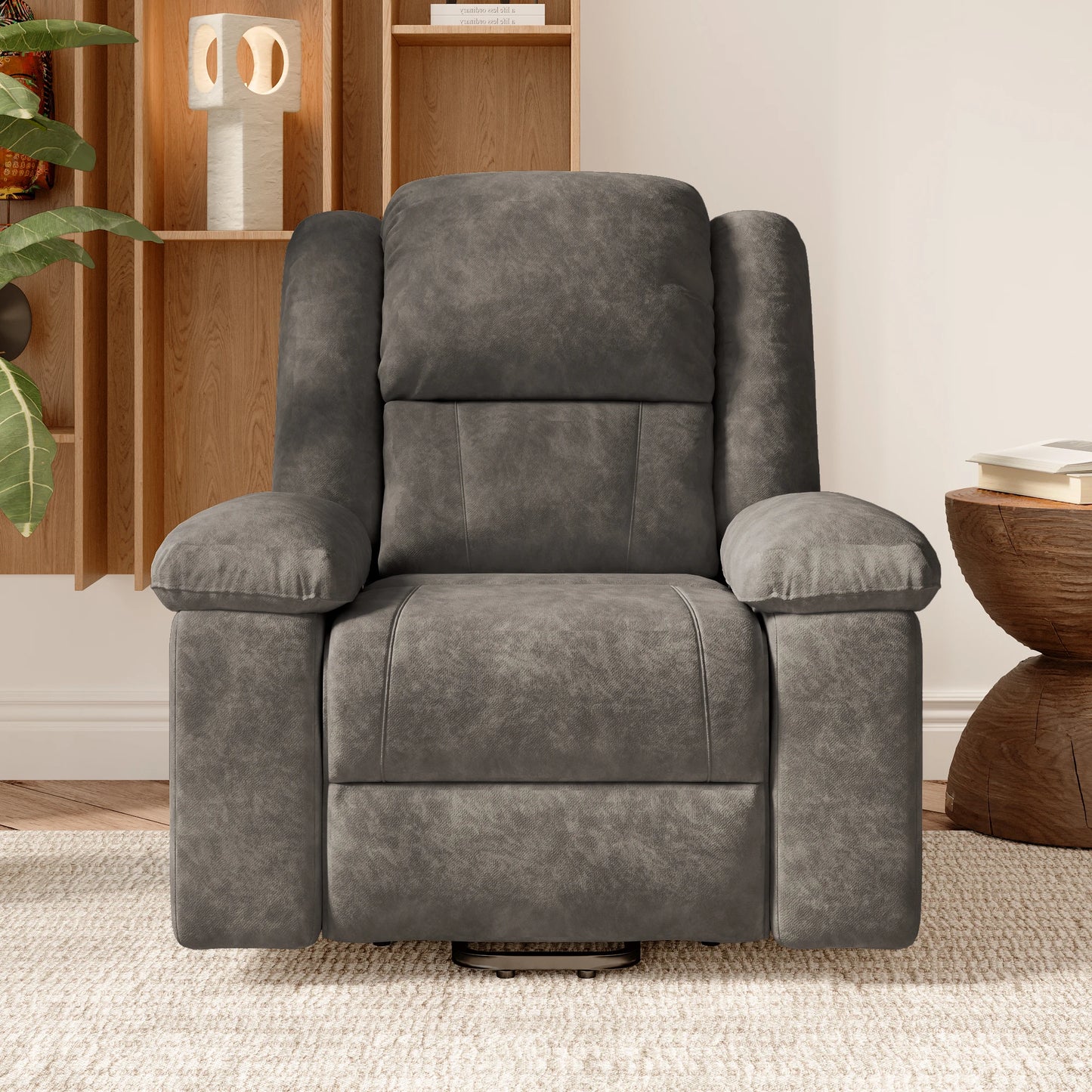 Superaly Electric Massage Chair with Massage & Heated Function,Footrest,Recliner Chair,Standable Armchair For Living Room,Grey