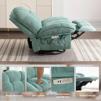 Electric massage and relaxation armchair in mint green, multi-piece airbag massage sofa, adjustable and swivel armchair