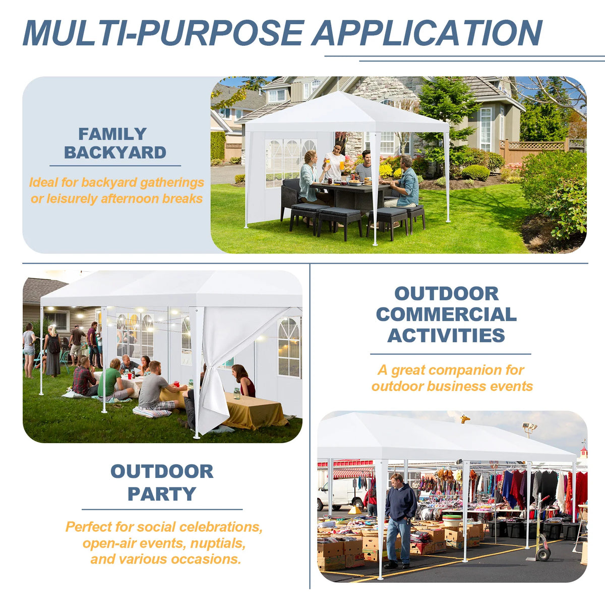 10x10/10x20/10x30 Party Tent Outdoor Canopy Tent with Removable Sidewalls, Waterproof Party Tents for Parties,Wedding Events,BBQ