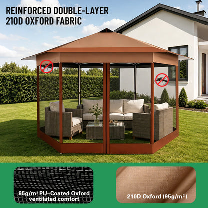16x16FT Pop Up Gazebo Tent with Mosquito Netting, Gazebos on Clearance, Hexagonal Outdoor Canopy Shelter, Patented Center Lock 6-Sided Portable Gazebos, Pop Up Canopy Tent for Backyard
