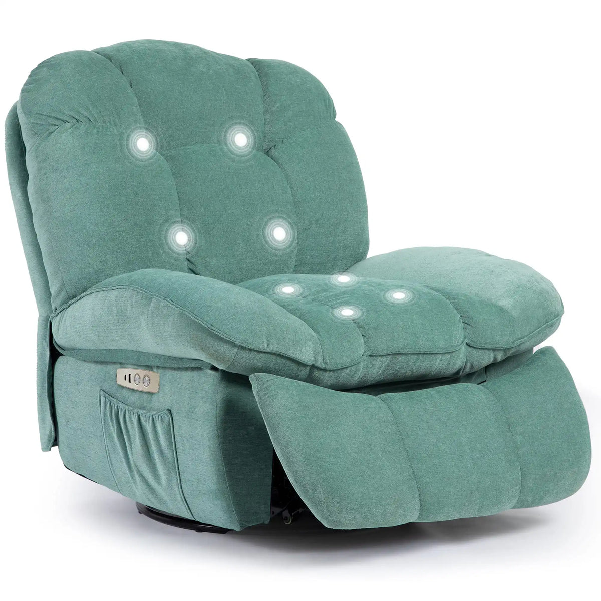 Electric massage and relaxation armchair in mint green, multi-piece airbag massage sofa, adjustable and swivel armchair