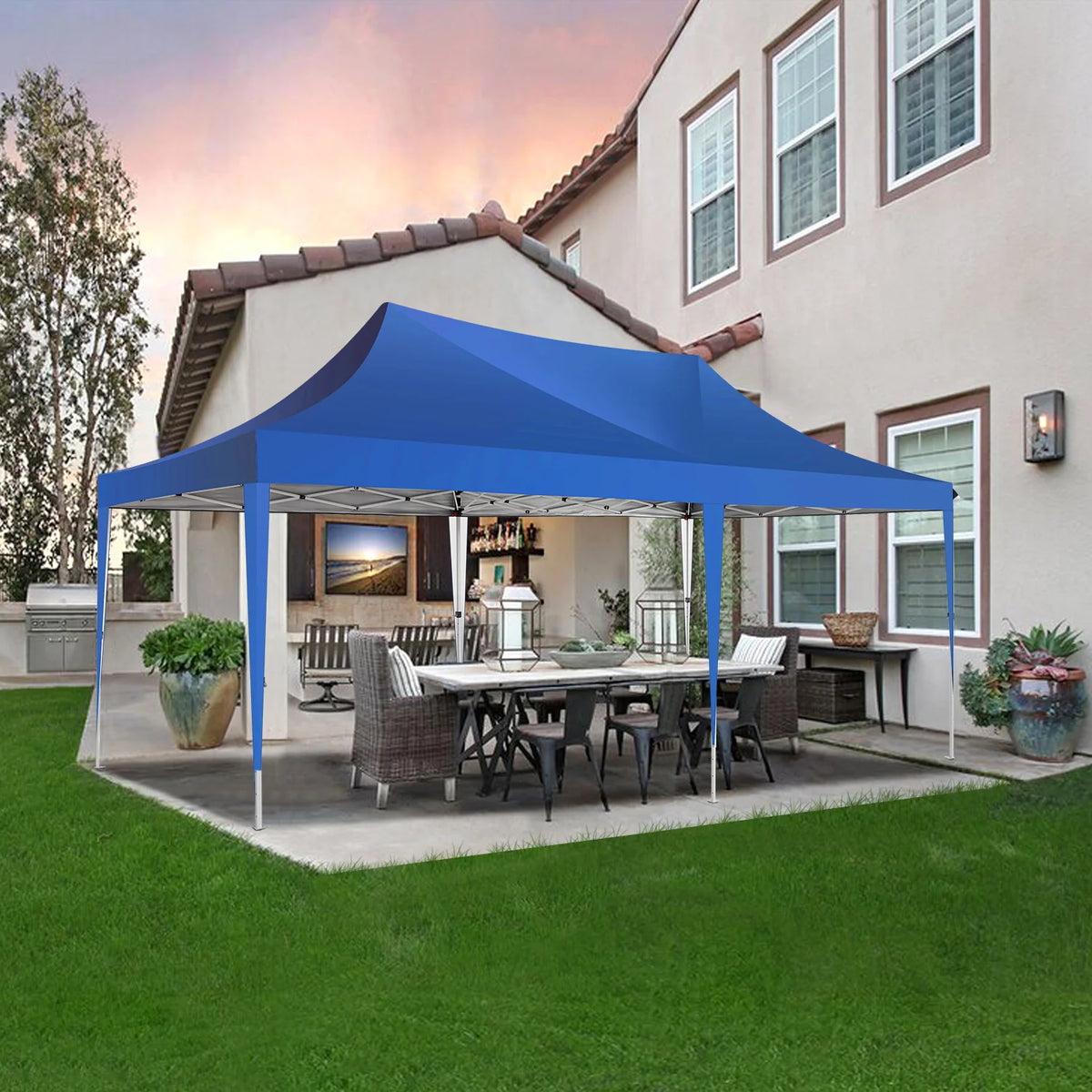 10x20ft Pop Up Canopy Gazebo With 6 Sidewall Wedding Party Outdoor Gazebos UV50+ Waterproof Tent For Parties 3 Adjustable Height