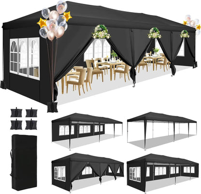 10x30ft Pop Up Canopy Tent with 8 Sidewalls Tents for Party Waterproof Camping Canopy,Outdoor Portable Gazebo for Backyard