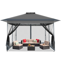 13x13FT Pop Up Gazebos On Clearance Canopy Tent- Upgrade Metal Outdoor Canopy Waterproof - Portable Gazebo with Mosquito Nettings, 4 Ropes 8 Stakes and Carry Bag for Patio Garden