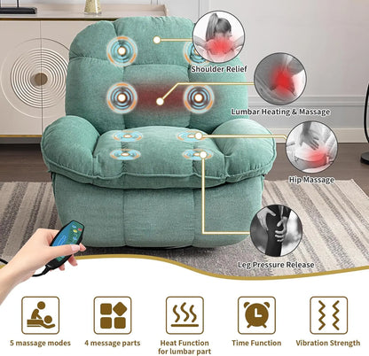 Electric Relaxation armchair Relaxation armchair with Massage and Heating Function with USB-A and USB-C Charging Port for Bedroom,