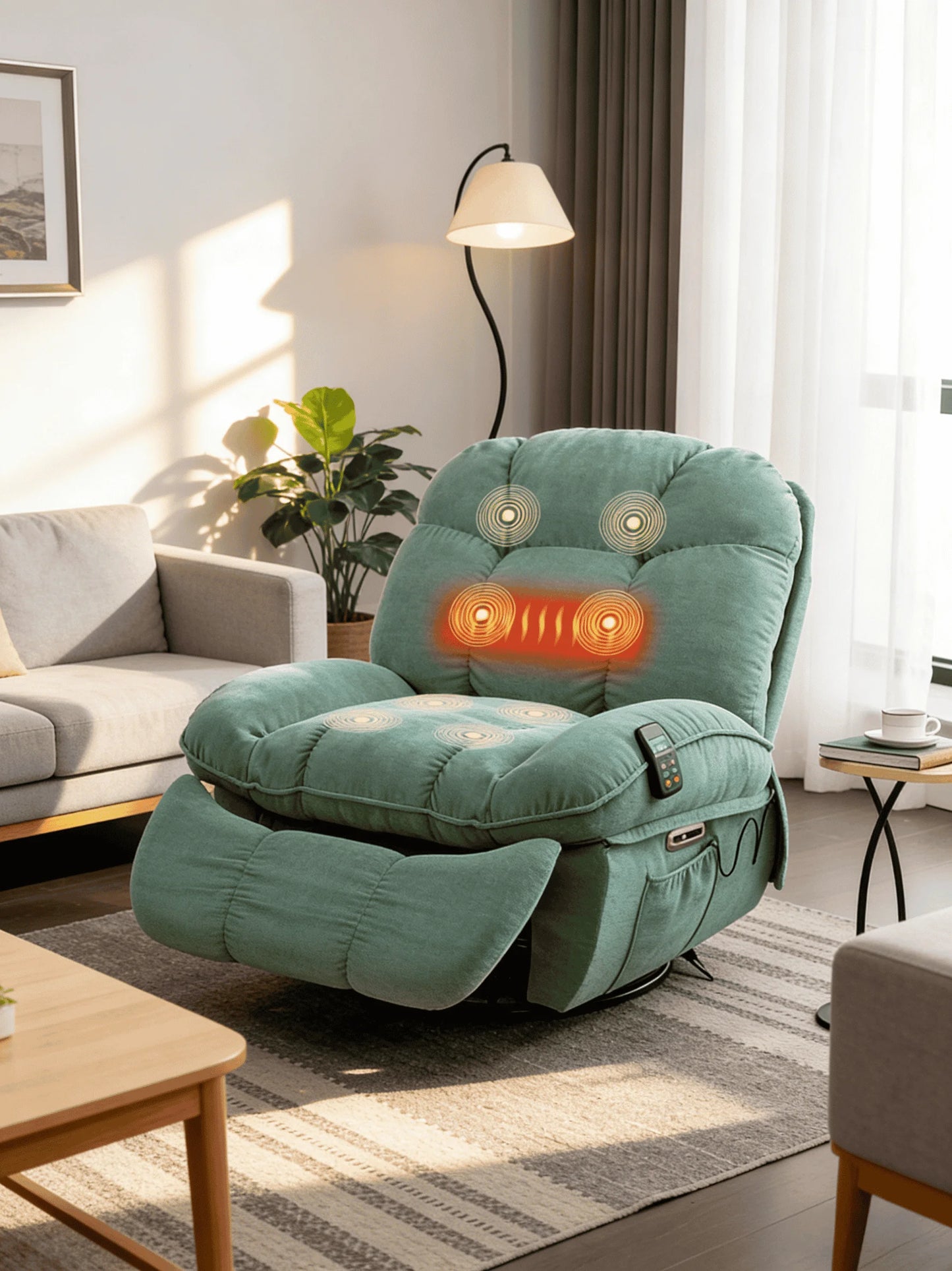 Electric Relaxation armchair Relaxation armchair with Massage and Heating Function with USB-A and USB-C Charging Port for Bedroom,