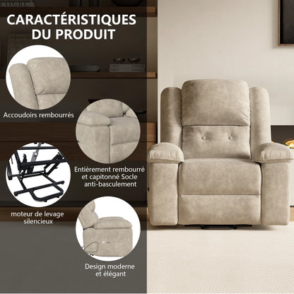 Electric heated Massage Armchair, Armchair Relaxation with reclinting function, vibrating Massage and heating, Gray
