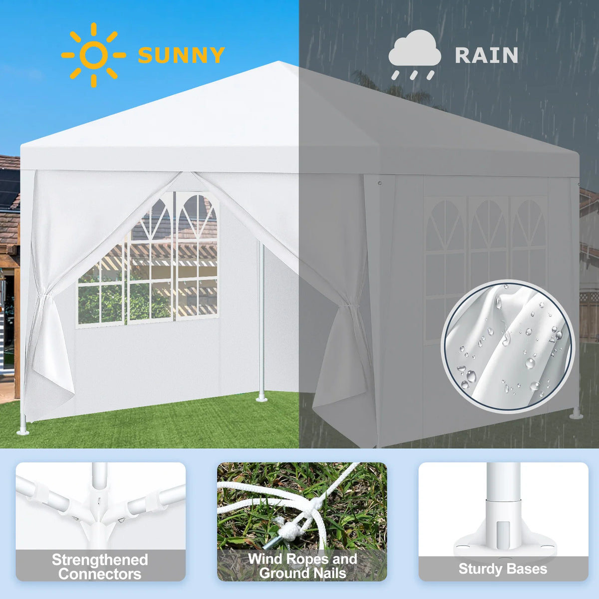 10x10 10x20 10x30ft Pop Up Party Tent Heavy Duty Gazebo Canopy with Removable Sidewalls | Waterproof Outdoor Wedding Tent, BBQ Pavilion & Event Shelter | Portable Backyard Sunshade Canopy Top