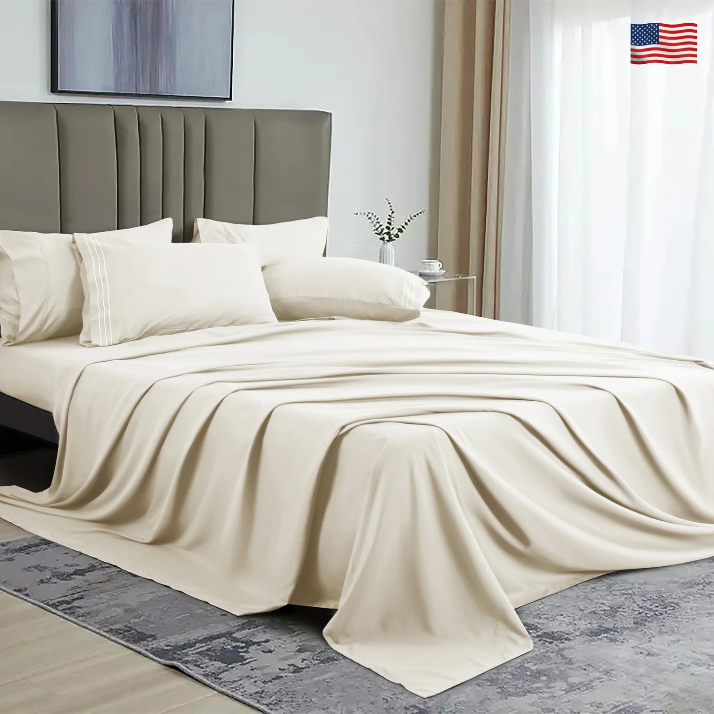 6-Piece Extra Soft Hotel Sheet Set, 16" Deep Pocket, with 4 Pillowcases