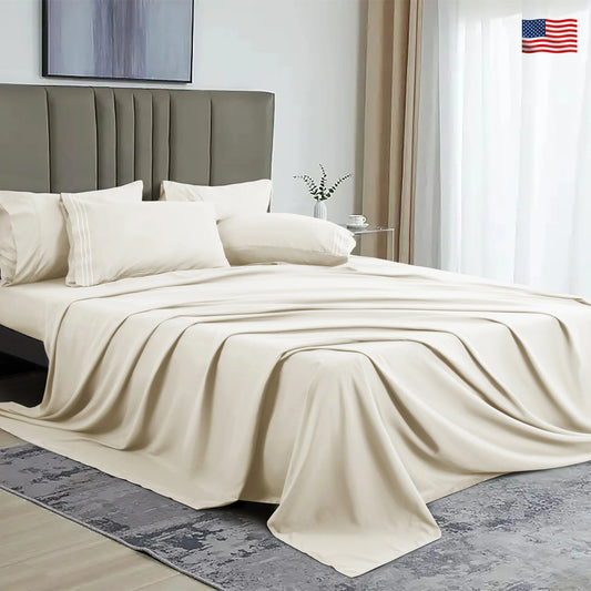 6-Piece Extra Soft Hotel Sheet Set, 16" Deep Pocket, with 4 Pillowcases