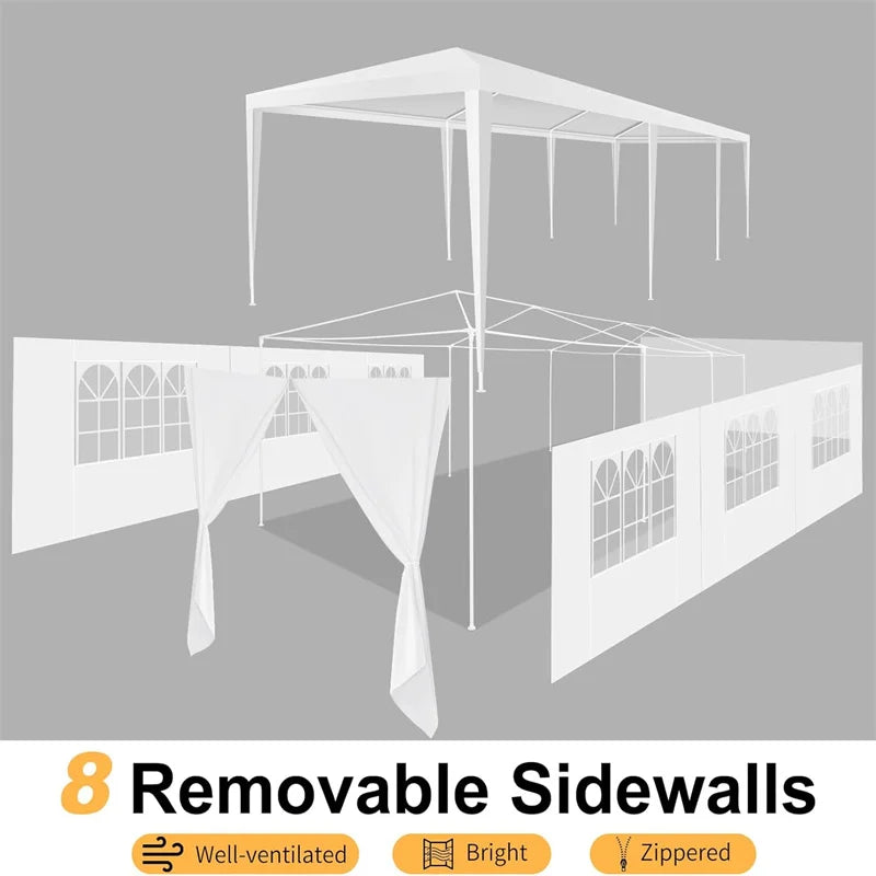 10x10/10X20/10x30FT Party Tent Outdoor Canopy Tent with Sidewalls Upgrade Removable, White Tents for Parties Waterproof