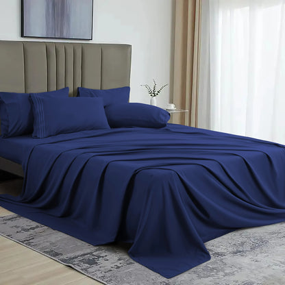 6-Piece Extra Soft Hotel Sheet Set, 16" Deep Pocket, with 4 Pillowcases