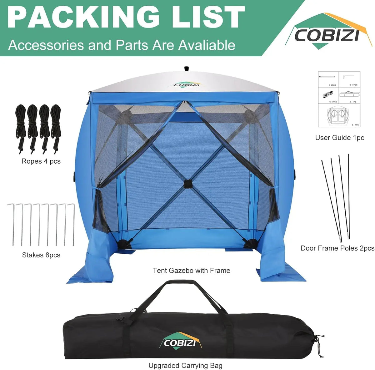 8x8ft Pop Up Gazebo Screen Tent Portable Outdoor Canopy Sunshade Shelter Awning With Carry Bag Ground Stakes With 3 Sidewall