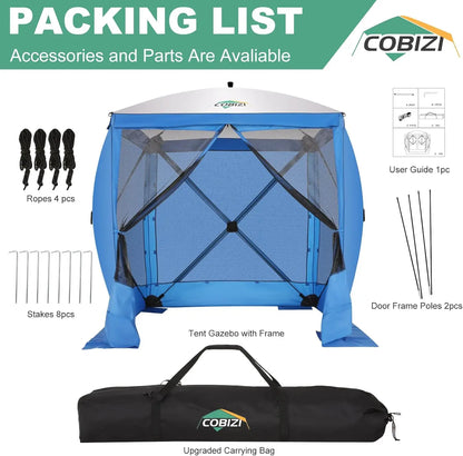 8x8ft Pop Up Gazebo Screen Tent Portable Outdoor Canopy Sunshade Shelter Awning With Carry Bag Ground Stakes With 3 Sidewall