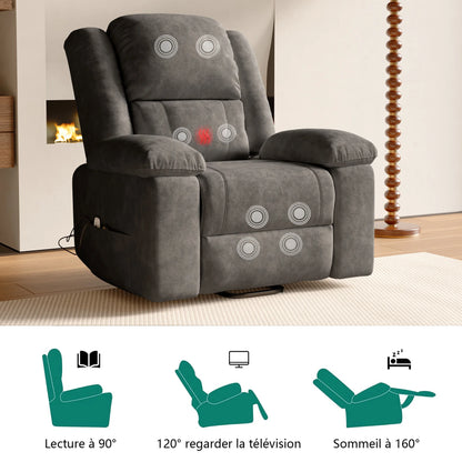Superaly Electric Massage Chair with Massage & Heated Function,Footrest,Recliner Chair,Standable Armchair For Living Room,Grey