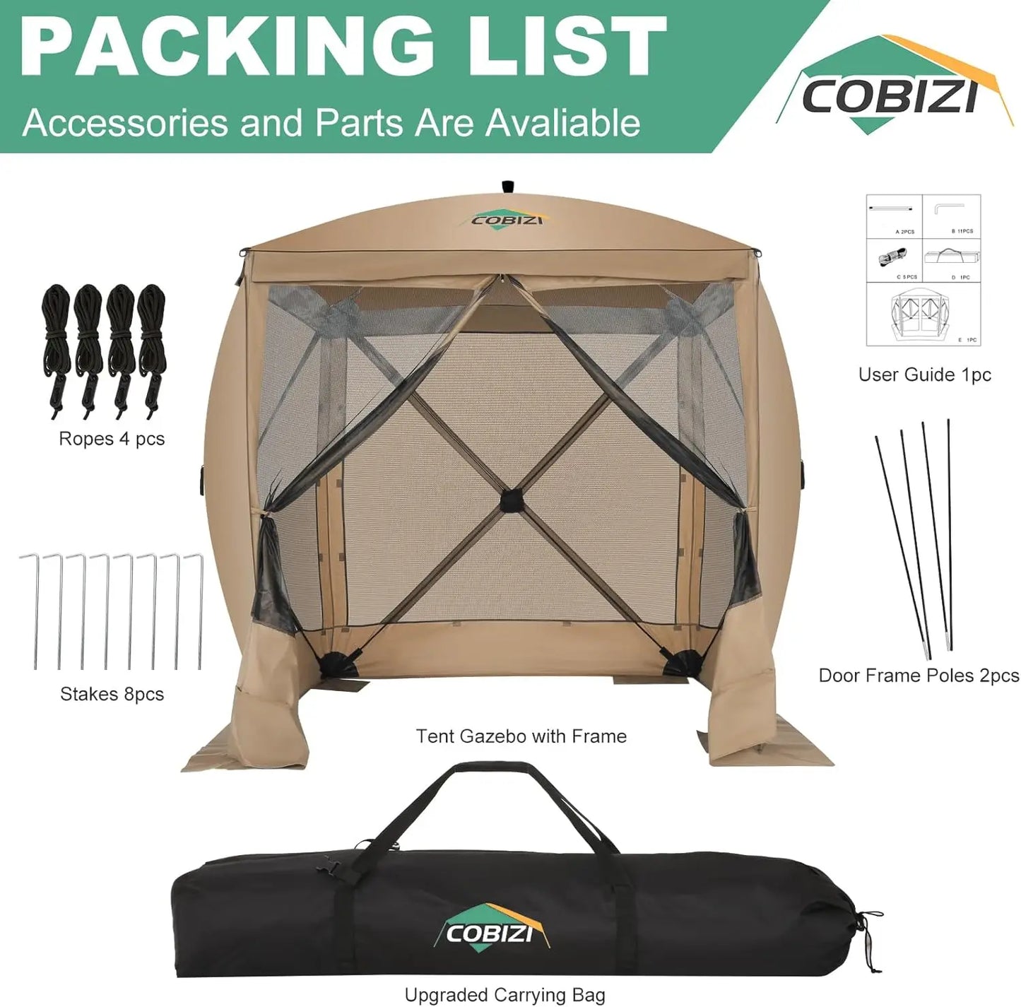 8x8ft Pop Up Gazebo Screen Tent Portable Outdoor Canopy Sunshade Shelter Awning With Carry Bag Ground Stakes With 3 Sidewall