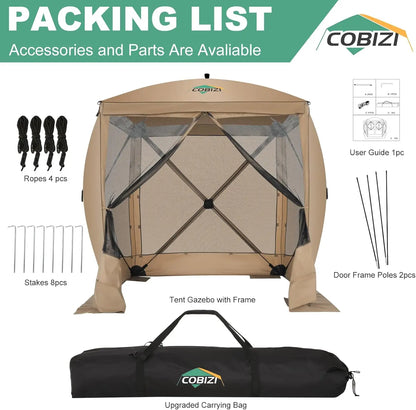 8x8ft Pop Up Gazebo Screen Tent Portable Outdoor Canopy Sunshade Shelter Awning With Carry Bag Ground Stakes With 3 Sidewall