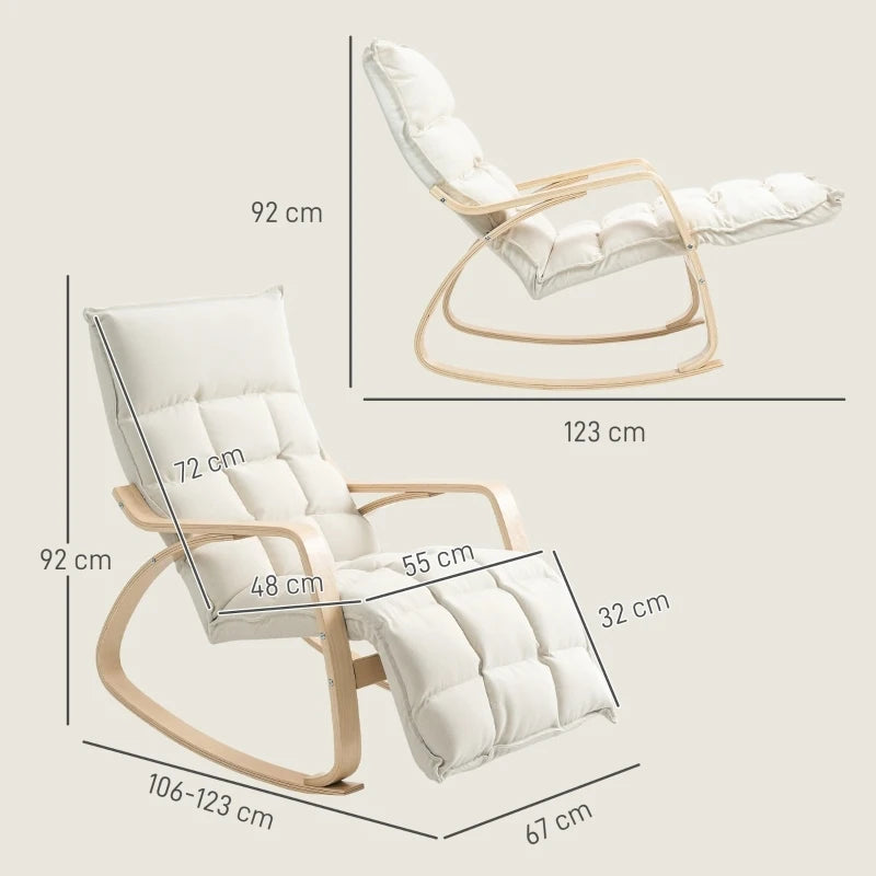 Rosahqnda Rocking chair Rocking armchair Backrest armchair Linen Look Relax armchair Swing armchair living room Reading armchair