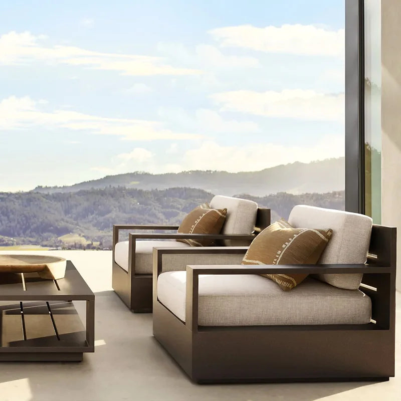 Hotel Outdoor Sofa Villa Aluminum Outdoor Sofa Set Resort Furniture Luxury Garden Furniture Patio Sofa with Coffee Table