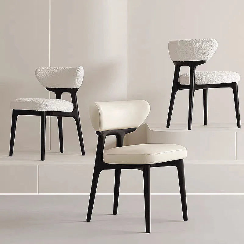 Solid wood dining chair, home-use Nordic designer leather white ash wood chair