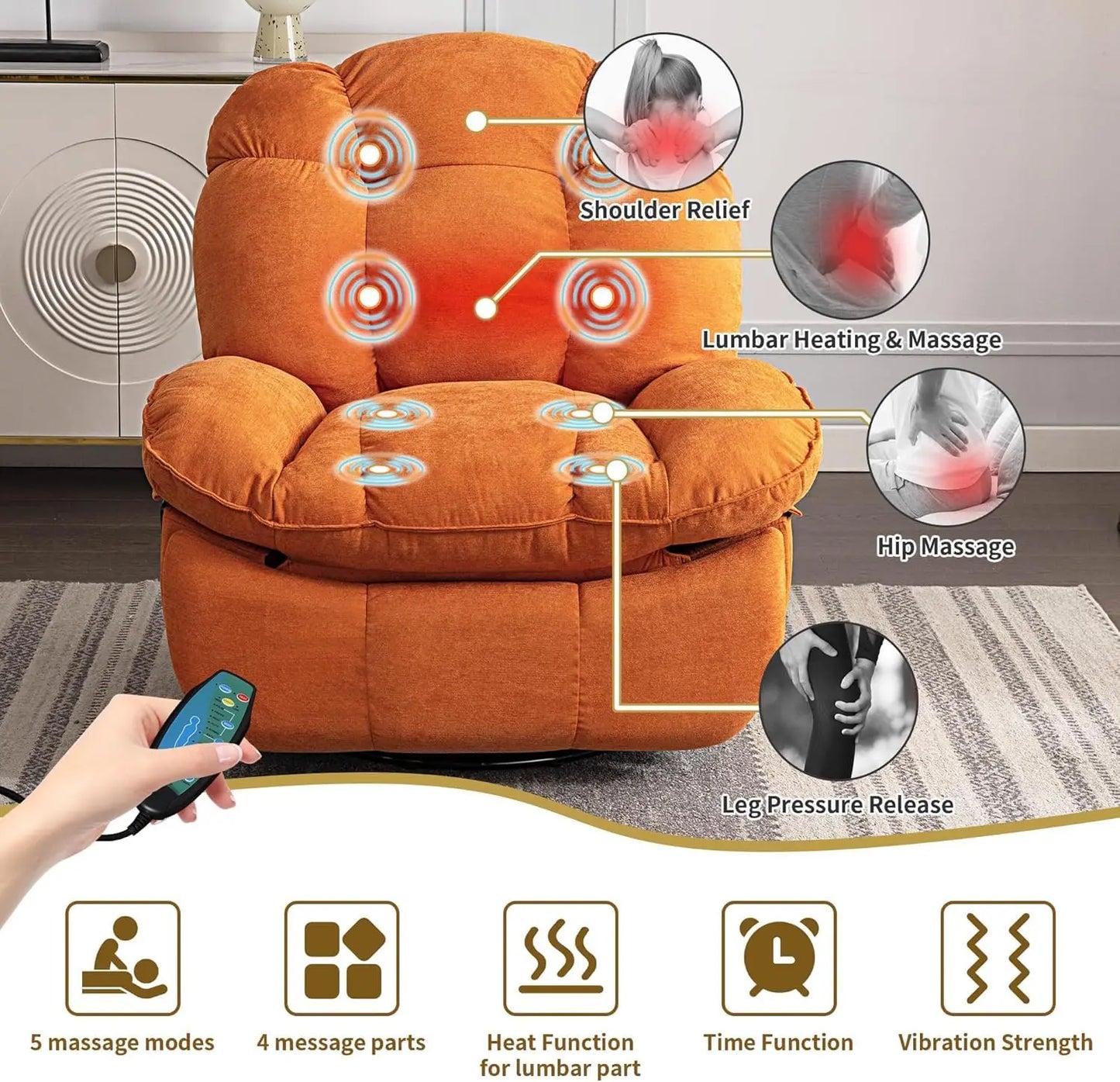 Electric Relax Armchair Electric Armchair with Charging Port TV Armchair with Massage and Heating Armchair TV Armchair for Livin