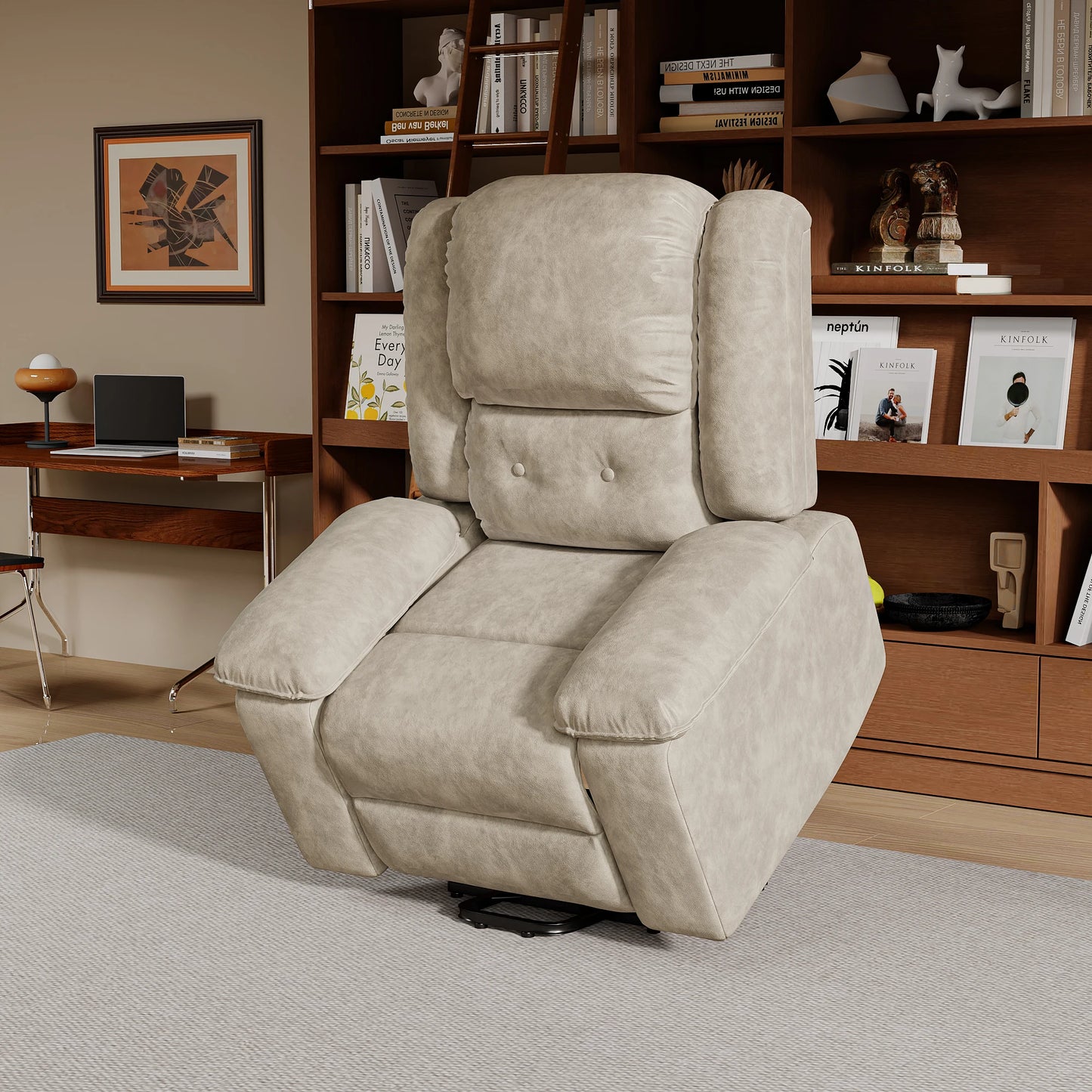 Electric heated Massage Armchair, Armchair Relaxation with reclinting function, vibrating Massage and heating, Gray