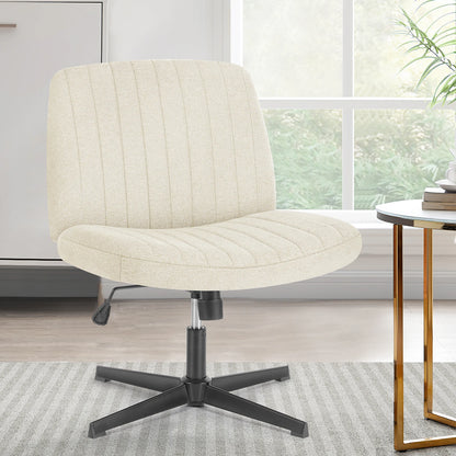 JHK Cross Legged Office Living Room Rocking Gaming Chair Armless Wide Desk Adjustable Swivel Fabric Task Vanity Home Office