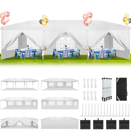 10x30ft Pop Up Canopy Tent with 8 Sidewalls Tents for Party Waterproof Camping Canopy,Outdoor Portable Gazebo for Backyard