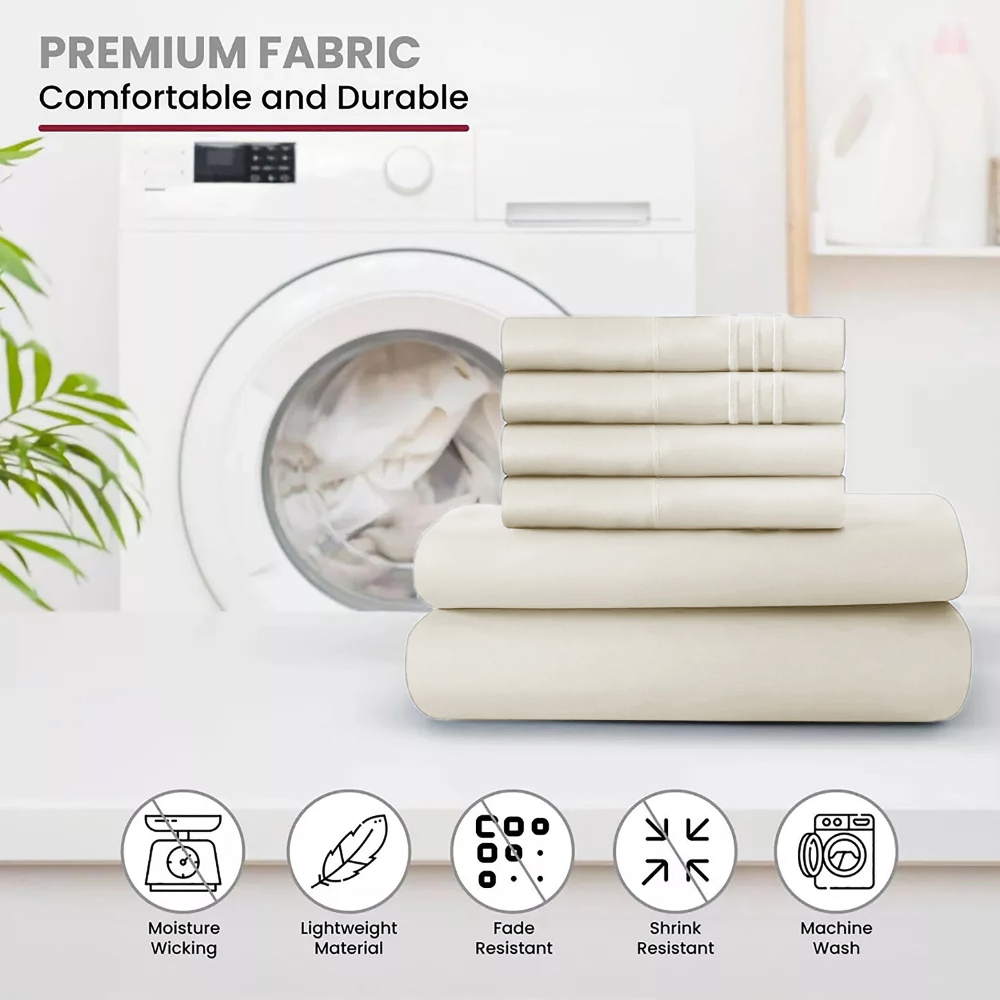 6Pcs Sheet Sets - Extra Soft Hotel Bed Sheets 16 inches Deep Pocket - Deep Pocket Fitted Sheet, Flat Sheet And 4 Pillowcases