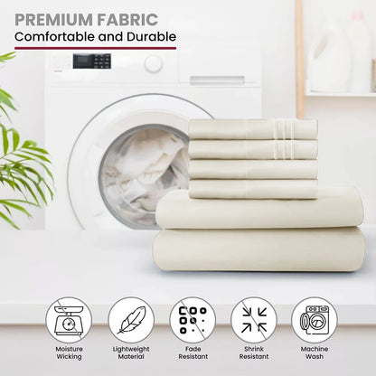 6Pcs Sheet Sets - Extra Soft Hotel Bed Sheets 16 inches Deep Pocket - Deep Pocket Fitted Sheet, Flat Sheet And 4 Pillowcases