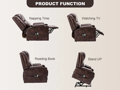 Comhoma Power Lift Recliner for Elderly, Lift Chair with Heat and Massage, Pu Recliner Sofa with Cup Holder