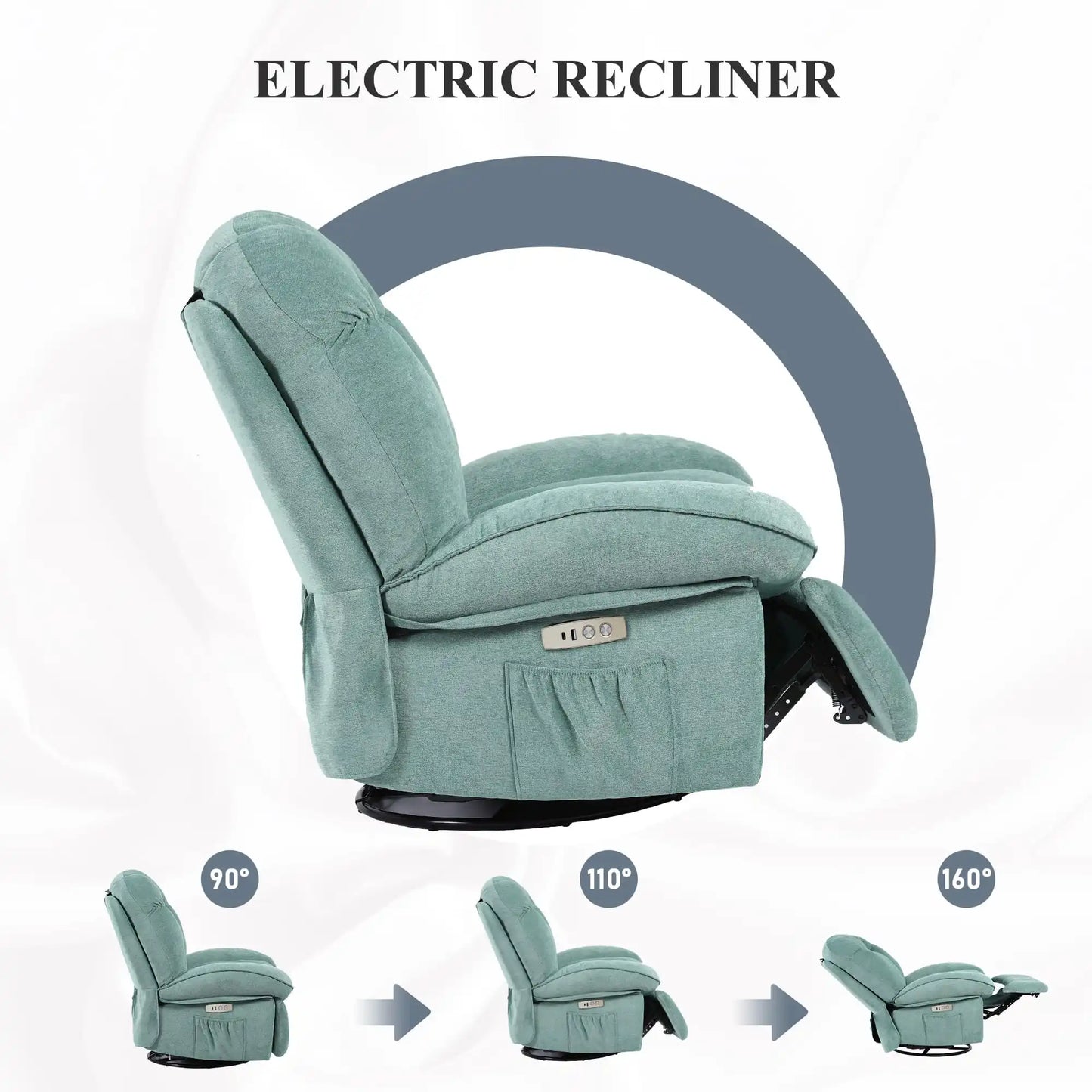 Electric massage and relaxation armchair in mint green, multi-piece airbag massage sofa, adjustable and swivel armchair
