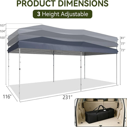 Nordivale 10x20FT Pop Up Gazebo Tent with 6 Sidewalls Waterproof Folding Canopy for Wedding Outdoor Party Commercial Market