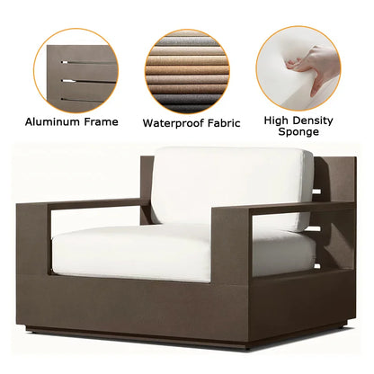 Hotel Outdoor Sofa Villa Aluminum Outdoor Sofa Set Resort Furniture Luxury Garden Furniture Patio Sofa with Coffee Table