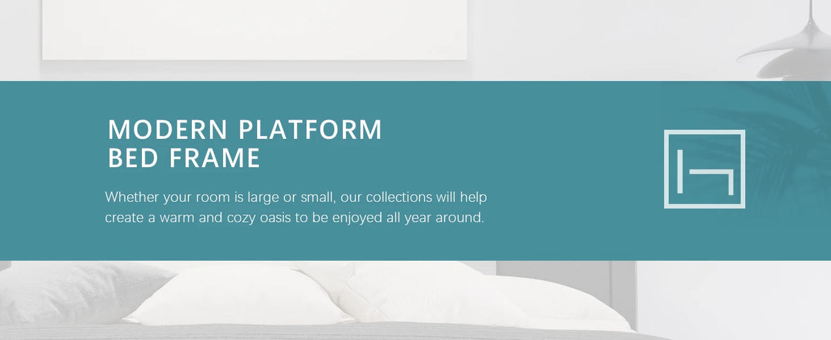 HOOMIC Modern Faux Leather Bed Frame with Iron Pieces Decor, Low Profile Platform Bed with Height-Adjustable Headboard