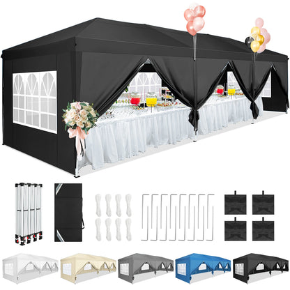 10x30ft Pop Up Canopy Tent with 8 Sidewalls Tents for Party Waterproof Camping Canopy,Outdoor Portable Gazebo for Backyard
