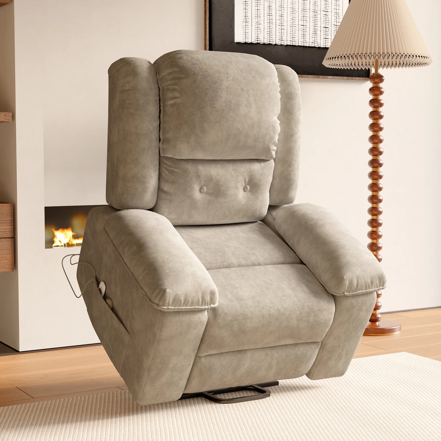 Electric heated Massage Armchair, Armchair Relaxation with reclinting function, vibrating Massage and heating, Gray