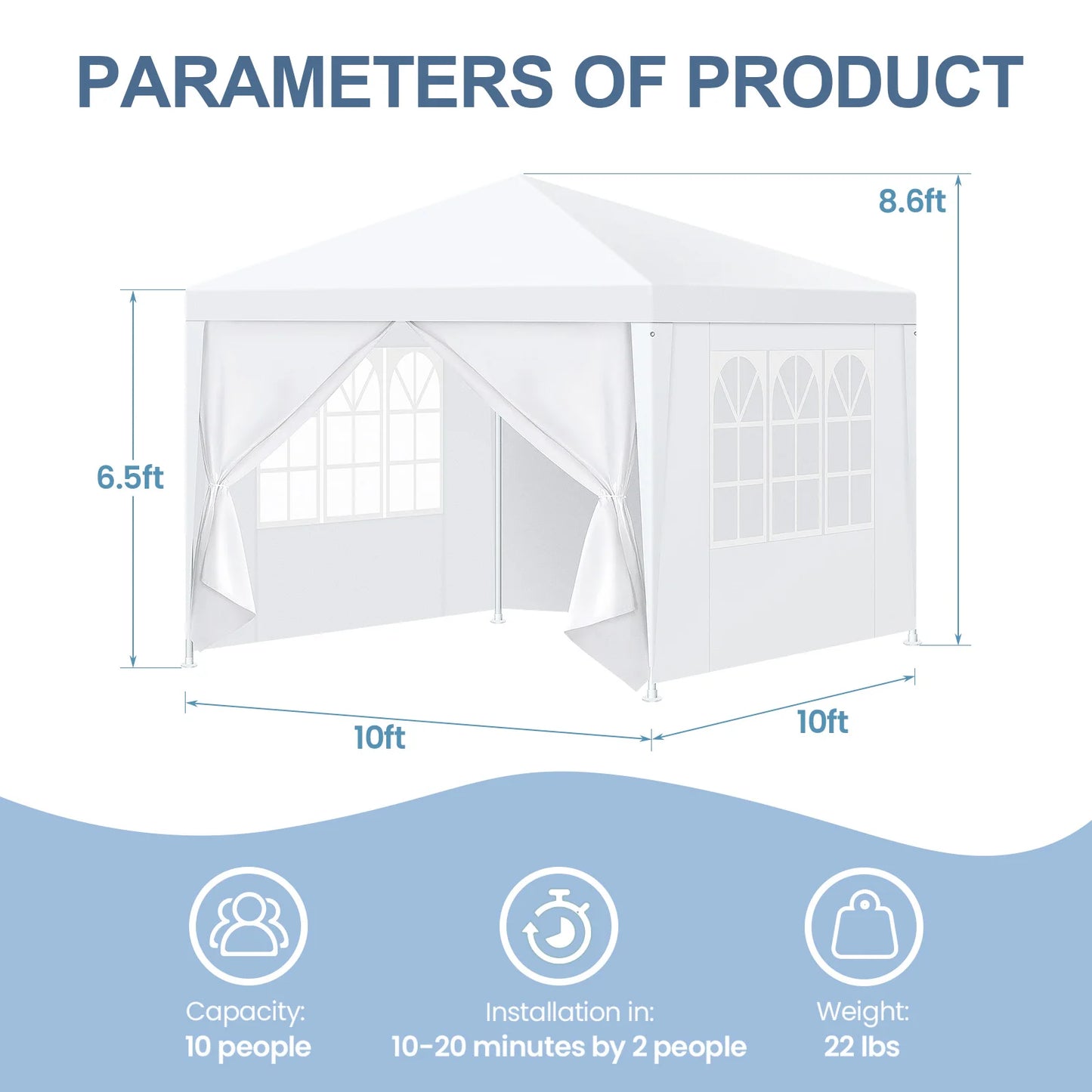 10x10/10x20/10x30 Party Tent Outdoor Canopy Tent with Removable Sidewalls, Waterproof Party Tents for Parties,Wedding Events,BBQ