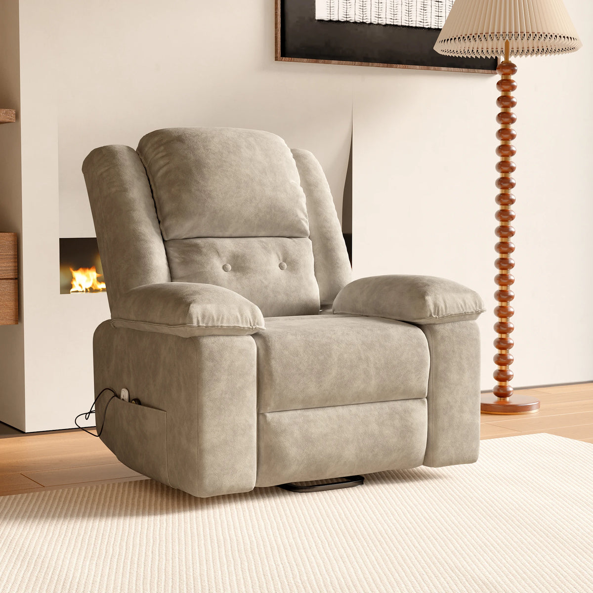 Electric heated Massage Armchair, Armchair Relaxation with reclinting function, vibrating Massage and heating, Gray