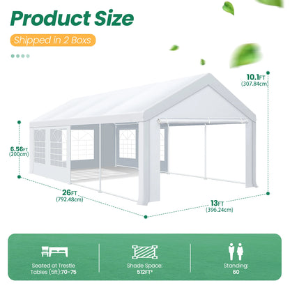 10x30FT Party Tent Heavy Duty, Large Outdoor Wedding Tents for Parties with 8 Sidewalls & Built-in Sandbags,Waterproof Event Canopy Gazebo Commercial Tent for Carport,Camping,Patio,Windproof