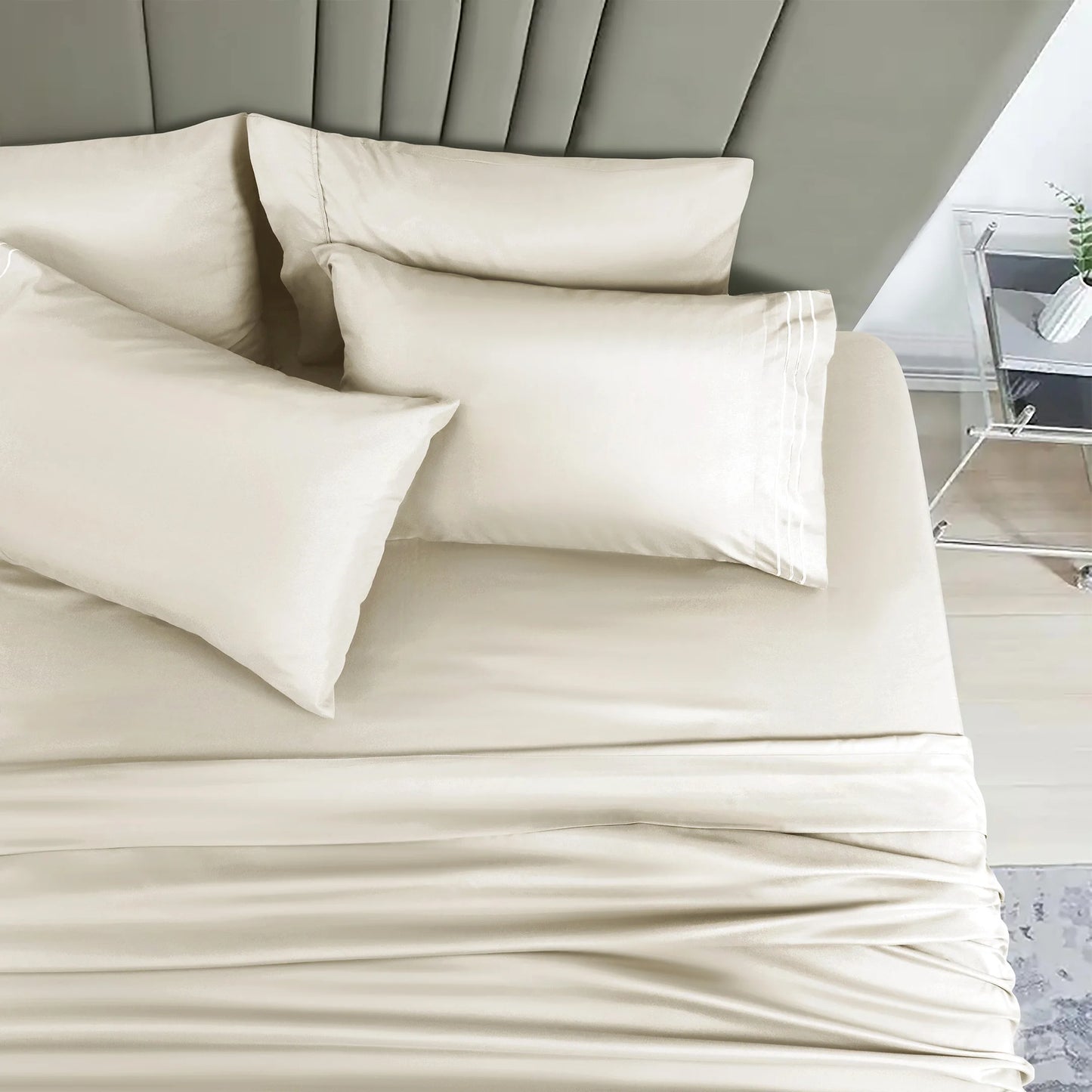 6-Piece Extra Soft Hotel Sheet Set, 16" Deep Pocket, with 4 Pillowcases