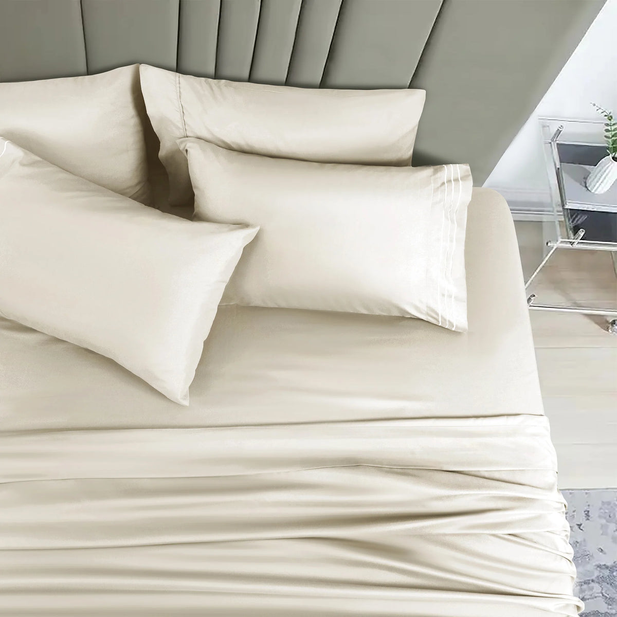 6Pcs Sheet Sets - Extra Soft Hotel Bed Sheets 16 inches Deep Pocket - Deep Pocket Fitted Sheet, Flat Sheet And 4 Pillowcases