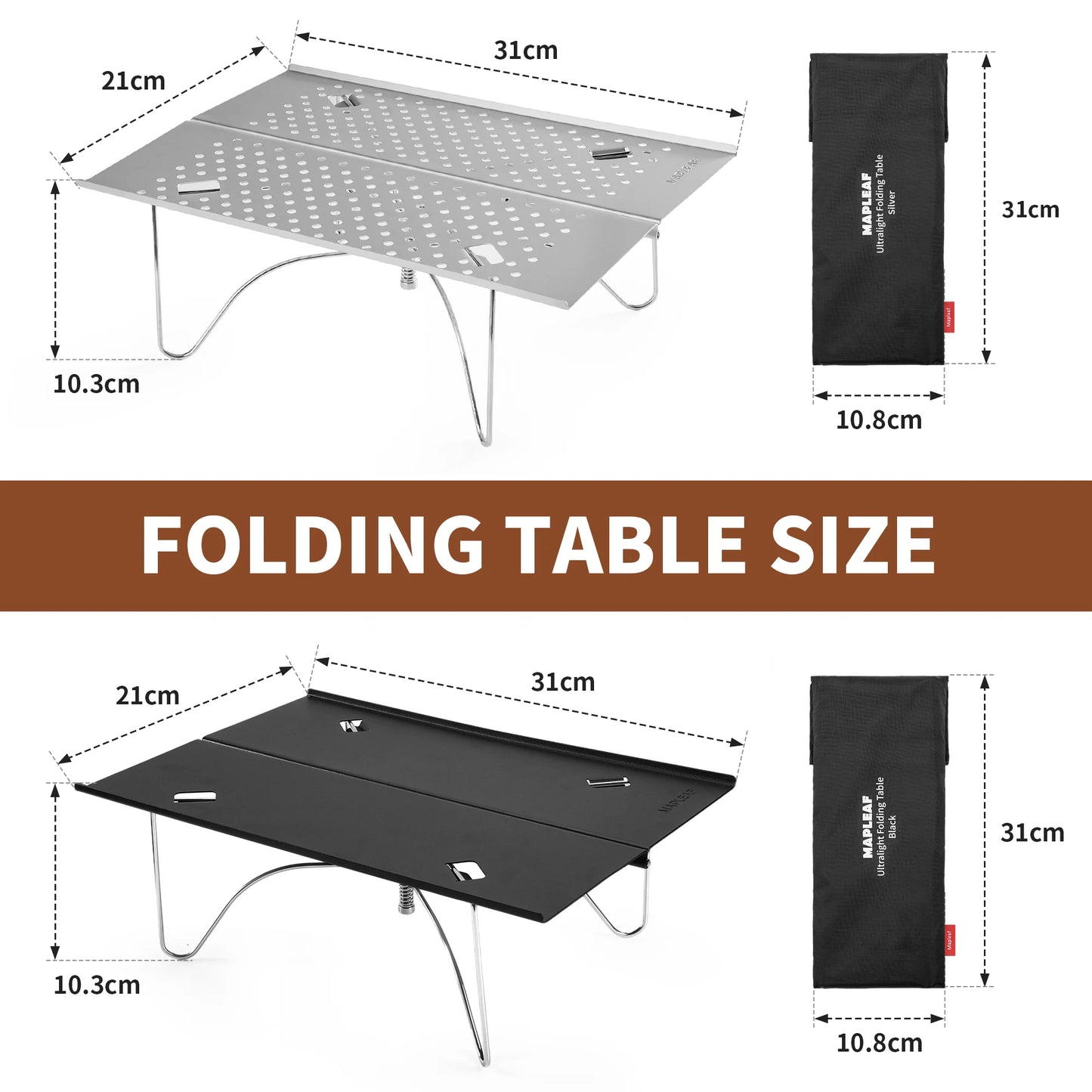 MAPLEAF Camping Mini Table Ultralight High Load 15kg Easy Clean Fishing Table Outdoor Portable Folding Hiking Desk Picnic Table