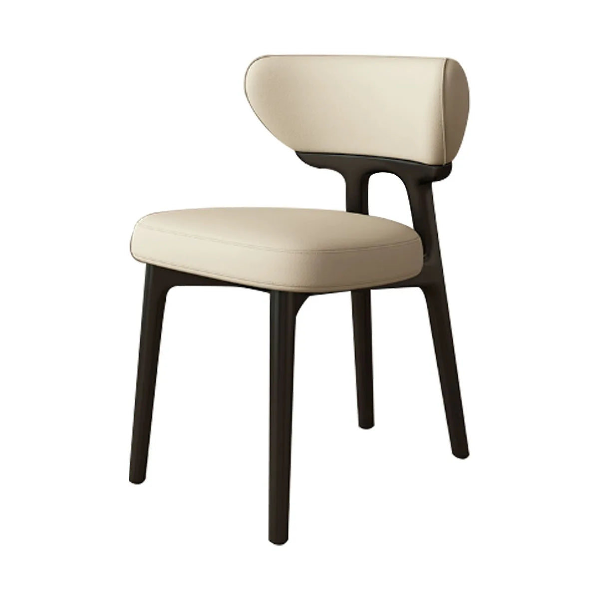 Solid wood dining chair, home-use Nordic designer leather white ash wood chair
