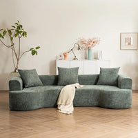 84" Chenille Convertible Modern Sofa Loveseat Deep Seat 2 Throw Pillows Memory Foam Living Room Apartment Office Lounge-Black